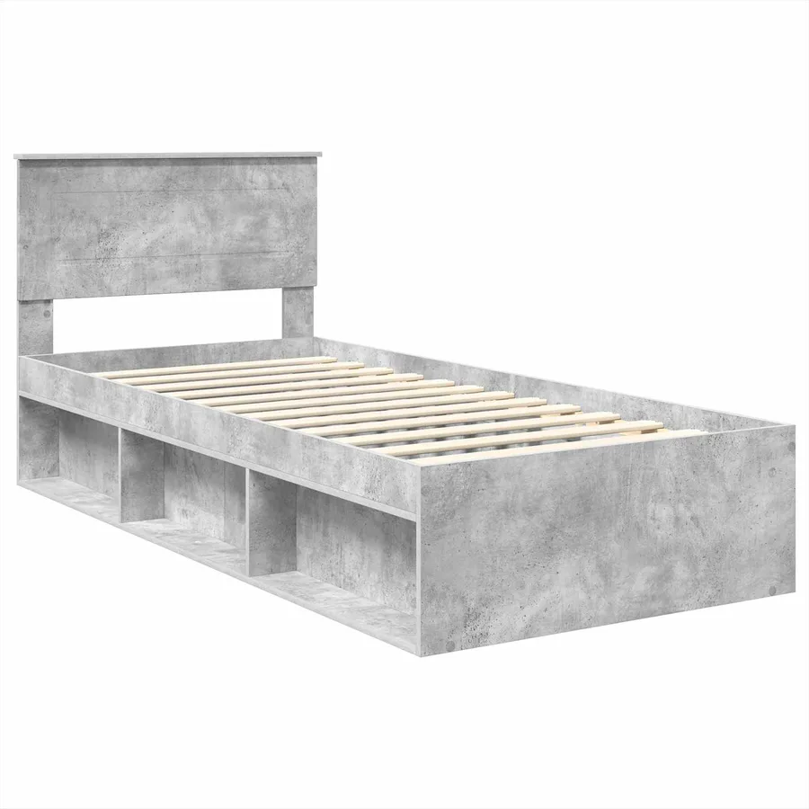 Cadre de lit Béton 90 x 200 cm Bois d'ingénierie - 4