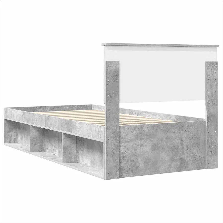 Cadre de lit Béton 90 x 200 cm Bois d'ingénierie - 9