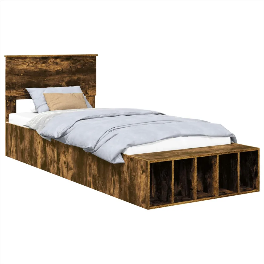 Cadre de lit Chêne fumé 90 x 190 cm Bois d'ingénierie - 2