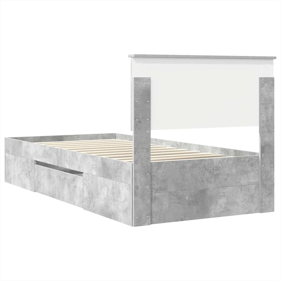 Cadre de lit Gris béton 90 x 200 cm Bois d'ingénierie - 10