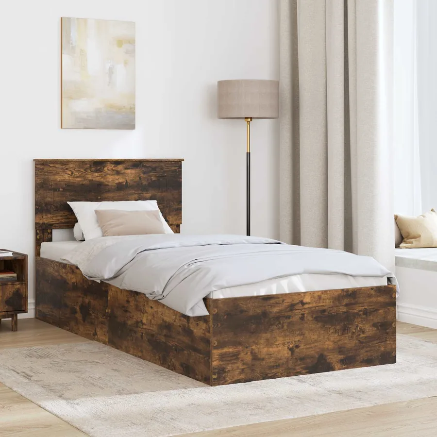 Cadre de lit Chêne fumé 90 x 190 cm Bois d'ingénierie - 3