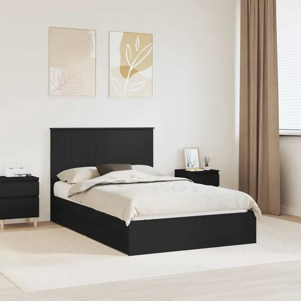 Lit de Rangement Noir 120 x 190 cm Bois d'ingénierie