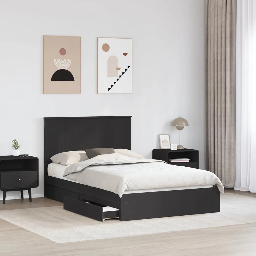 Lit de Rangement Noir 120 x 190 cm Bois d'ingénierie - 3