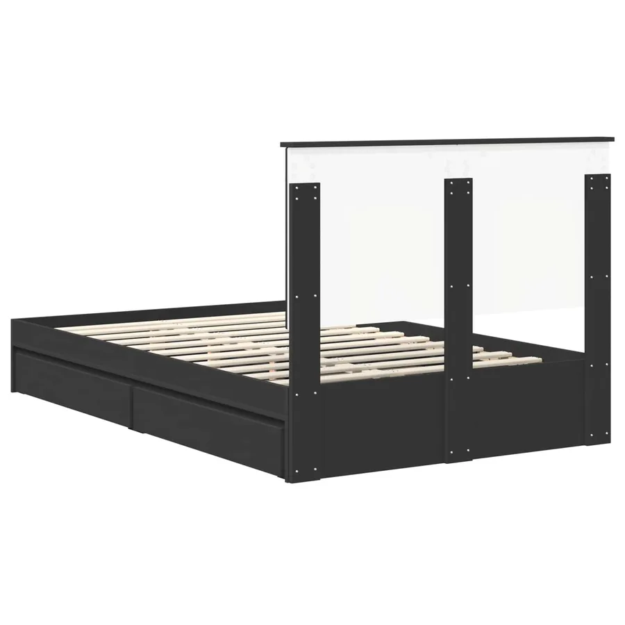 Lit de Rangement Noir 120 x 190 cm Bois d'ingénierie - 8