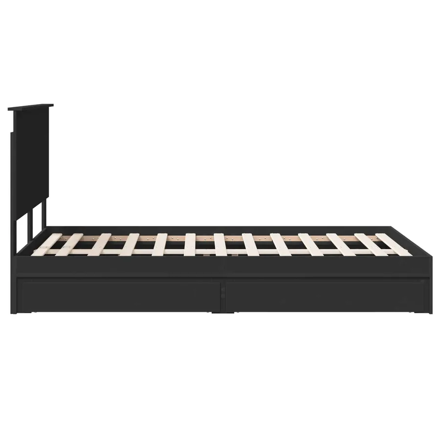 Lit de Rangement Noir 120 x 190 cm Bois d'ingénierie - 9