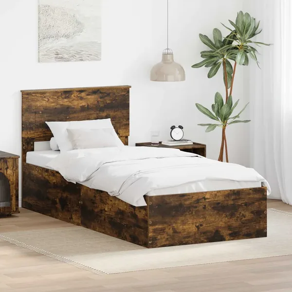 Cadre de lit Chêne fumé 90 x 200 cm Bois d'ingénierie