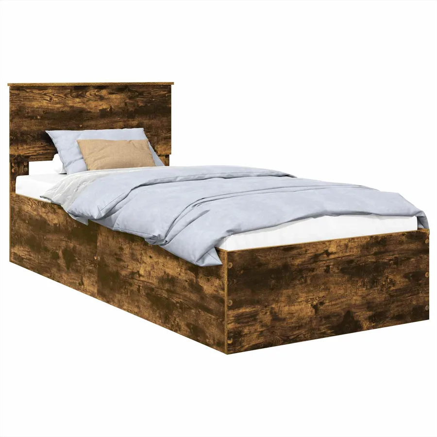 Cadre de lit Chêne fumé 90 x 200 cm Bois d'ingénierie - 2