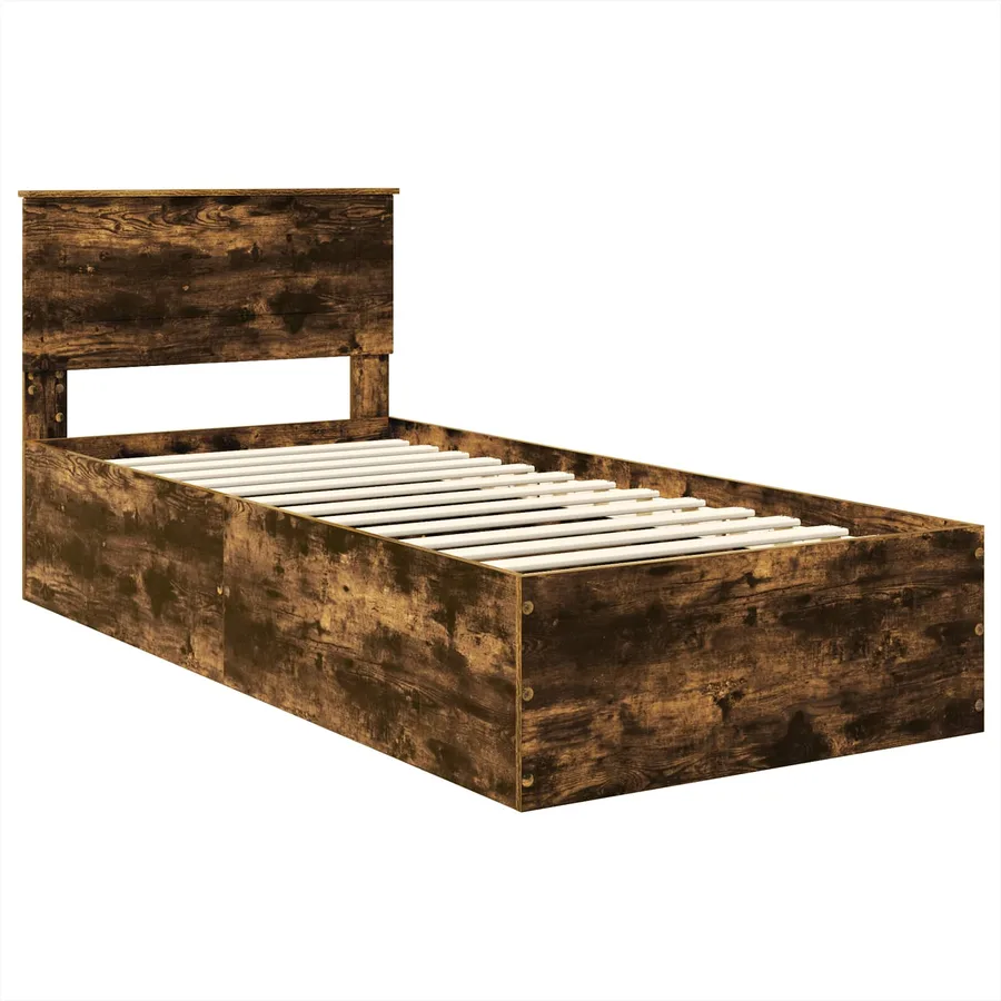 Cadre de lit Chêne fumé 90 x 200 cm Bois d'ingénierie - 4