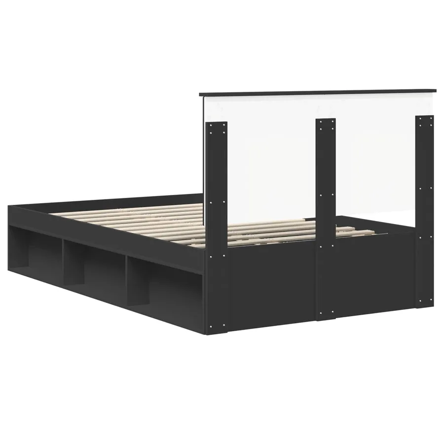 Cadre de lit Noir 120 x 190 cm Bois de pin massif - 9