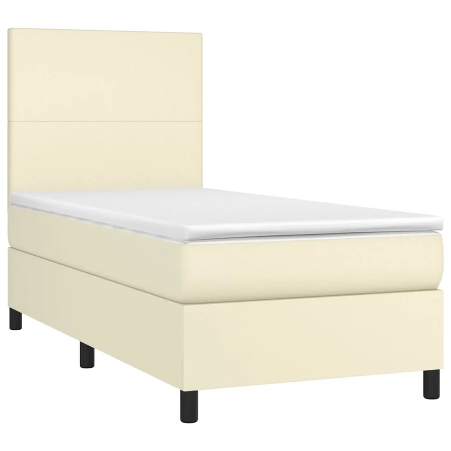 Sommier à lattes de lit avec matelas et LED Crème 90x200 cm - 3