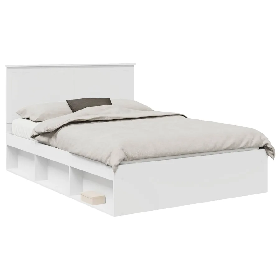 Cadre de lit Blanc 135 x 190 cm Bois de pin massif - 2