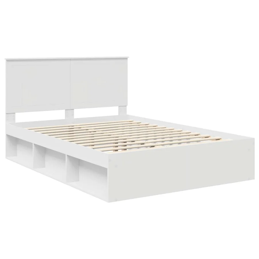 Cadre de lit Blanc 135 x 190 cm Bois de pin massif - 4