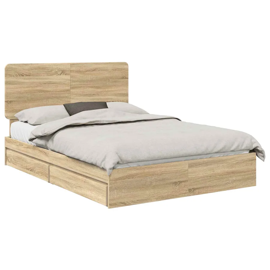 Lit de Rangement Chêne Sonoma 160 x 200 cm Bois d'ingénierie - 2
