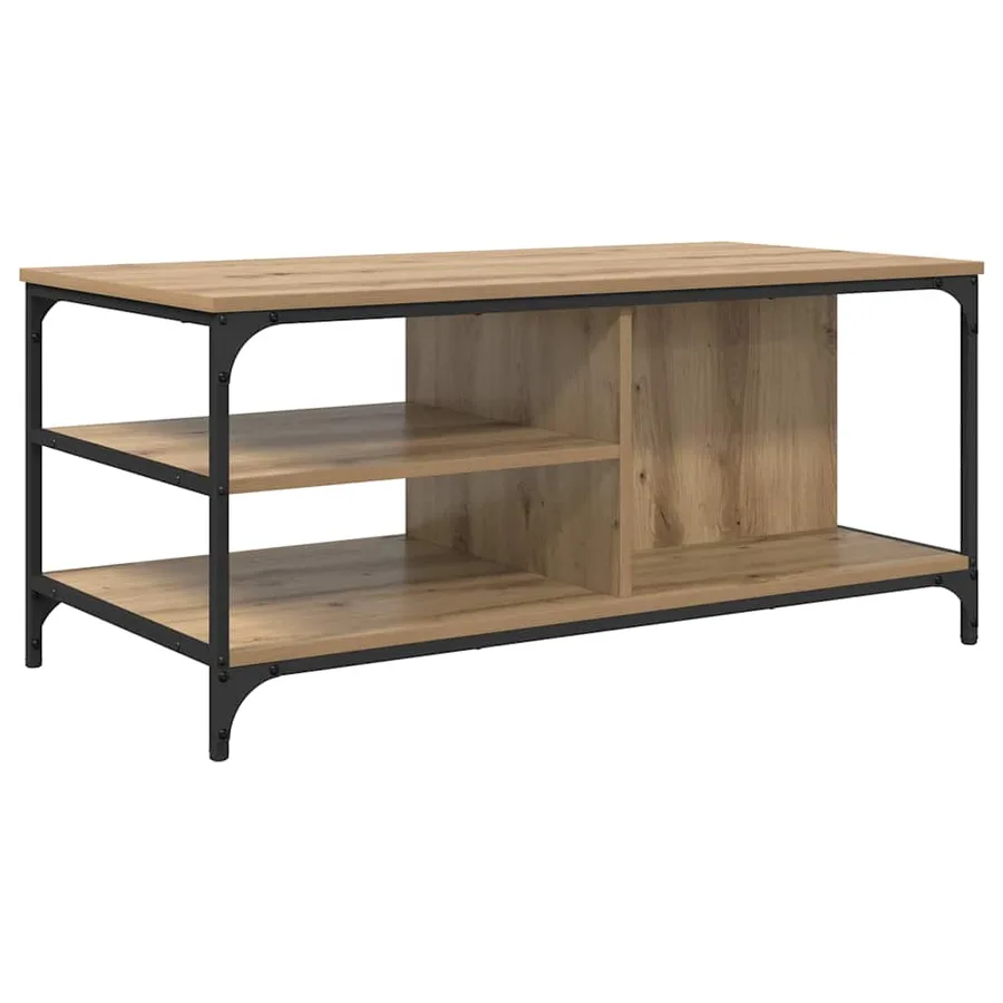 Table basse Chêne artisanal 100 x 50 x 45 cm Bois d'ingénierie - 2