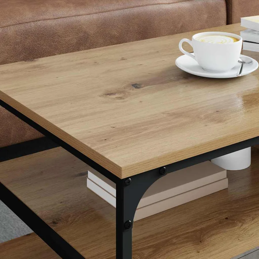 Table basse Chêne artisanal 100 x 50 x 45 cm Bois d'ingénierie - 4
