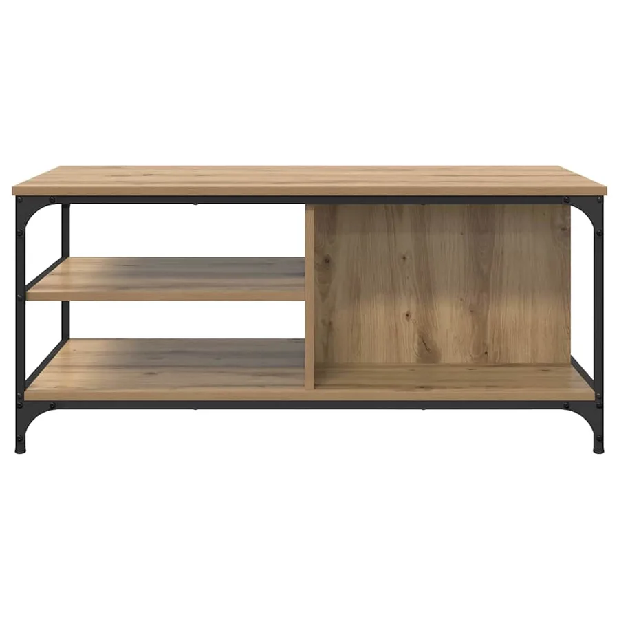 Table basse Chêne artisanal 100 x 50 x 45 cm Bois d'ingénierie - 5