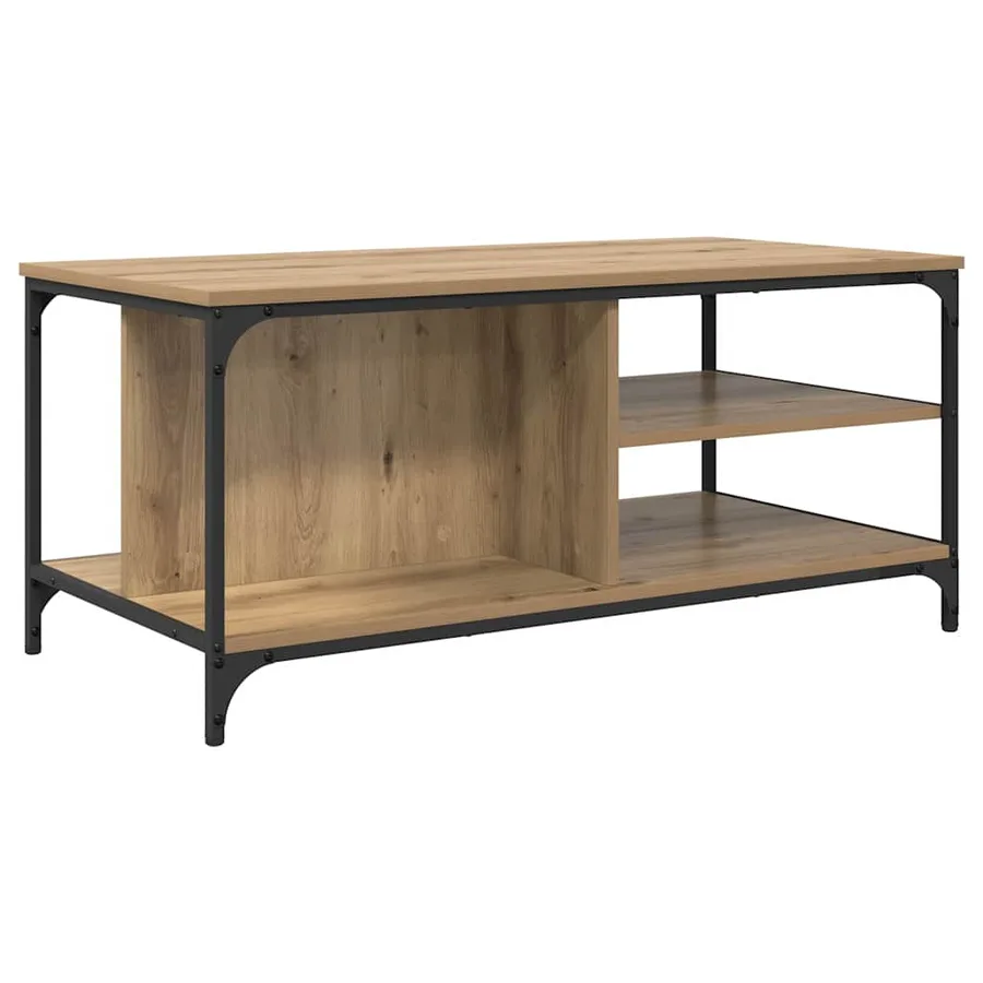 Table basse Chêne artisanal 100 x 50 x 45 cm Bois d'ingénierie - 6