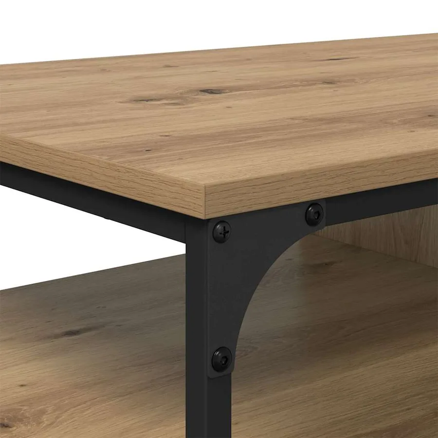 Table basse Chêne artisanal 100 x 50 x 45 cm Bois d'ingénierie - 7