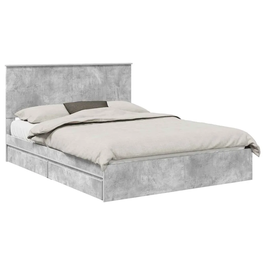 Lit de Rangement Gris béton 150 x 200 cm Bois d'ingénierie - 2