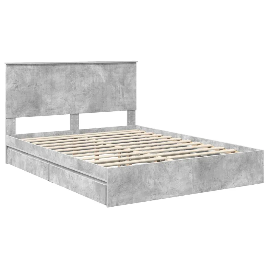 Lit de Rangement Gris béton 150 x 200 cm Bois d'ingénierie - 4