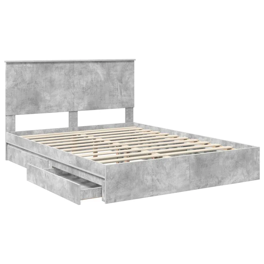 Lit de Rangement Gris béton 150 x 200 cm Bois d'ingénierie - 5