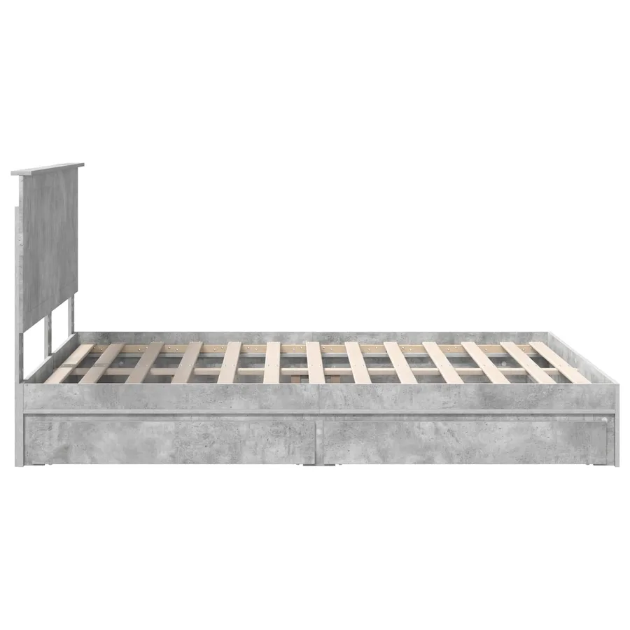Lit de Rangement Gris béton 150 x 200 cm Bois d'ingénierie - 9