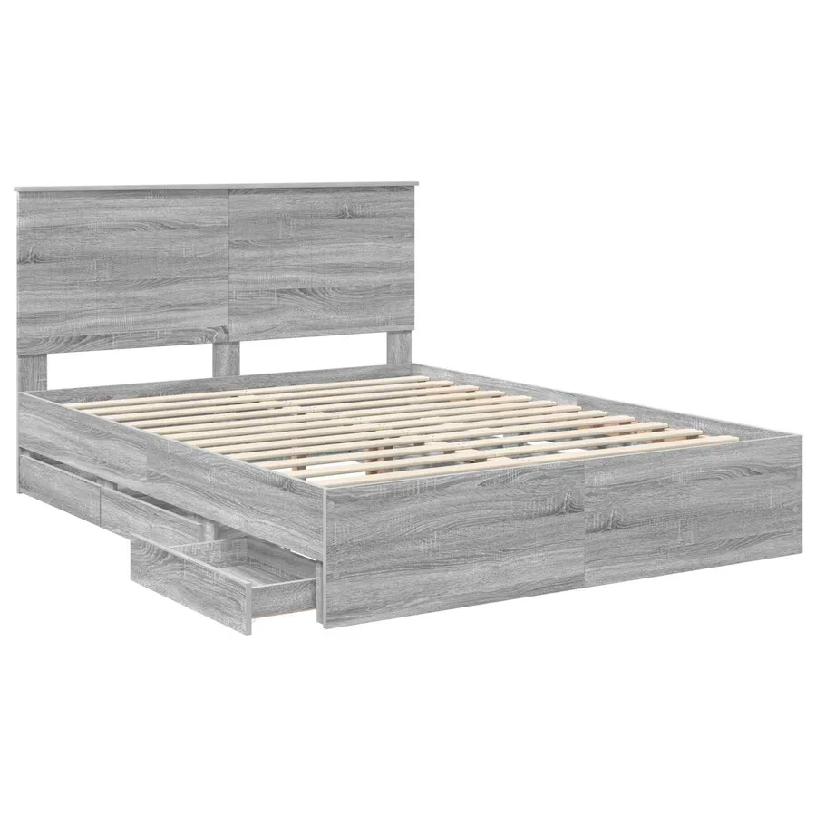 Cadre de lit Gris Sonoma 150 x 200 cm Bois Ingénierie - 5