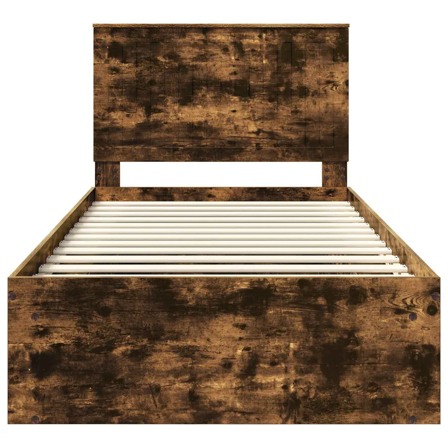 Cadre de lit Chêne fumé 100 x 200 cm Bois de pin massif - 7