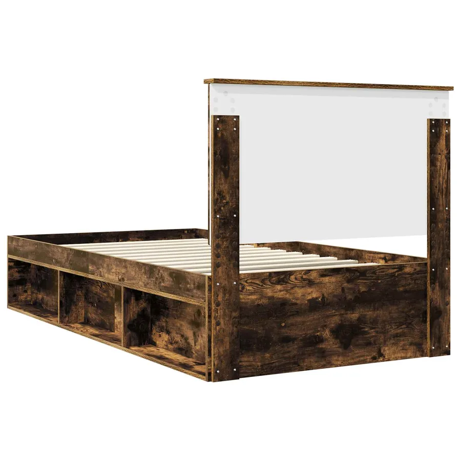 Cadre de lit Chêne fumé 100 x 200 cm Bois de pin massif - 9
