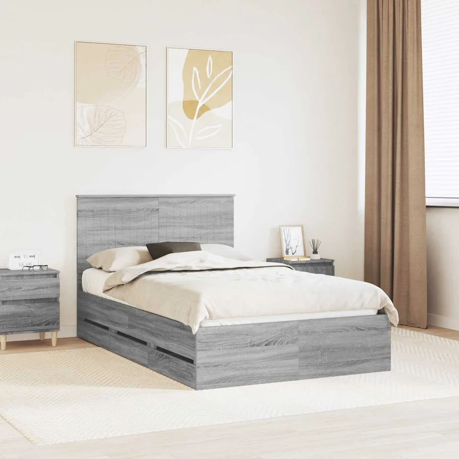Cadre de lit Gris Sonoma 120 x 190 cm Bois Ingénierie
