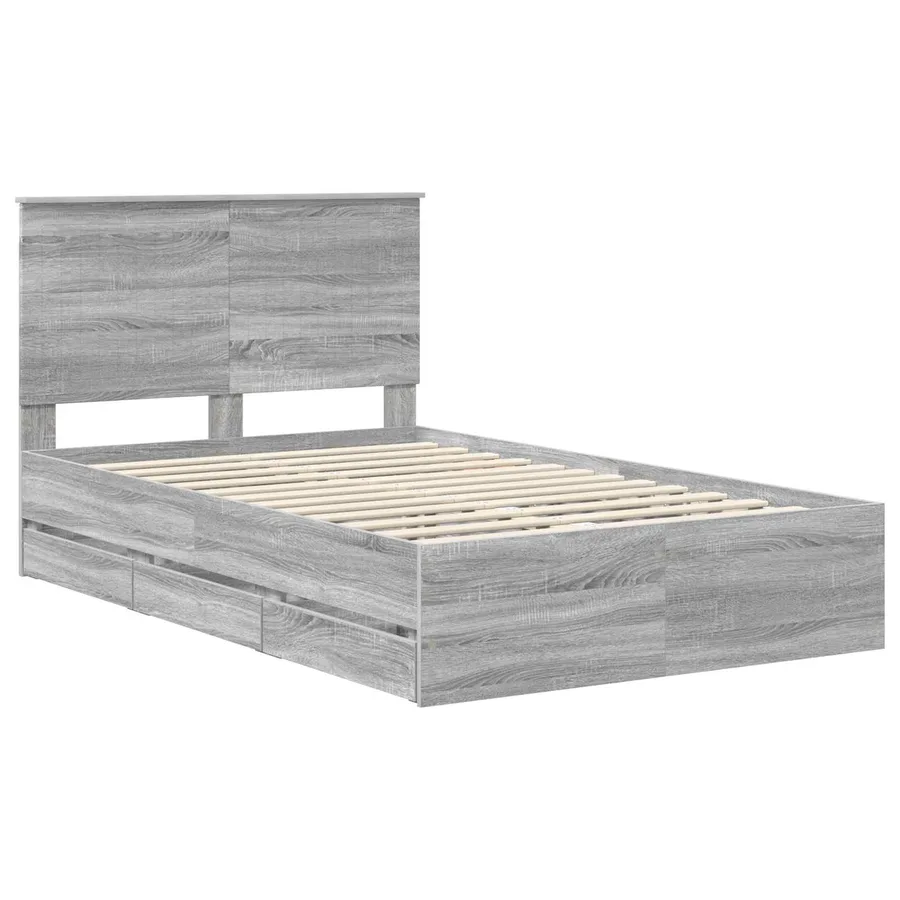 Cadre de lit Gris Sonoma 120 x 190 cm Bois Ingénierie - 4