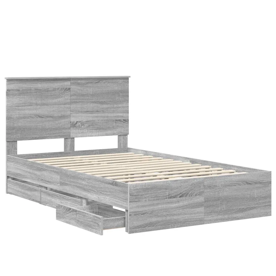 Cadre de lit Gris Sonoma 120 x 190 cm Bois Ingénierie - 5