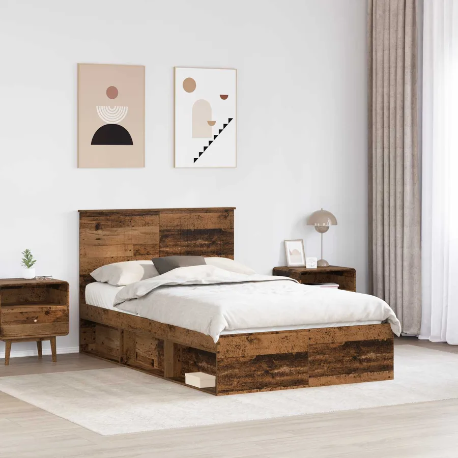 Cadre de lit Bois ancien 120 x 190 cm Bois de pin massif - 3