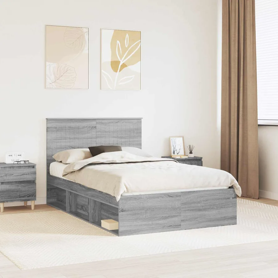 Cadre de lit Gris Sonoma 120 x 200 cm Bois de pin massif
