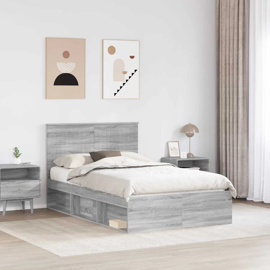 Cadre de lit Gris Sonoma 120 x 200 cm Bois de pin massif - 3