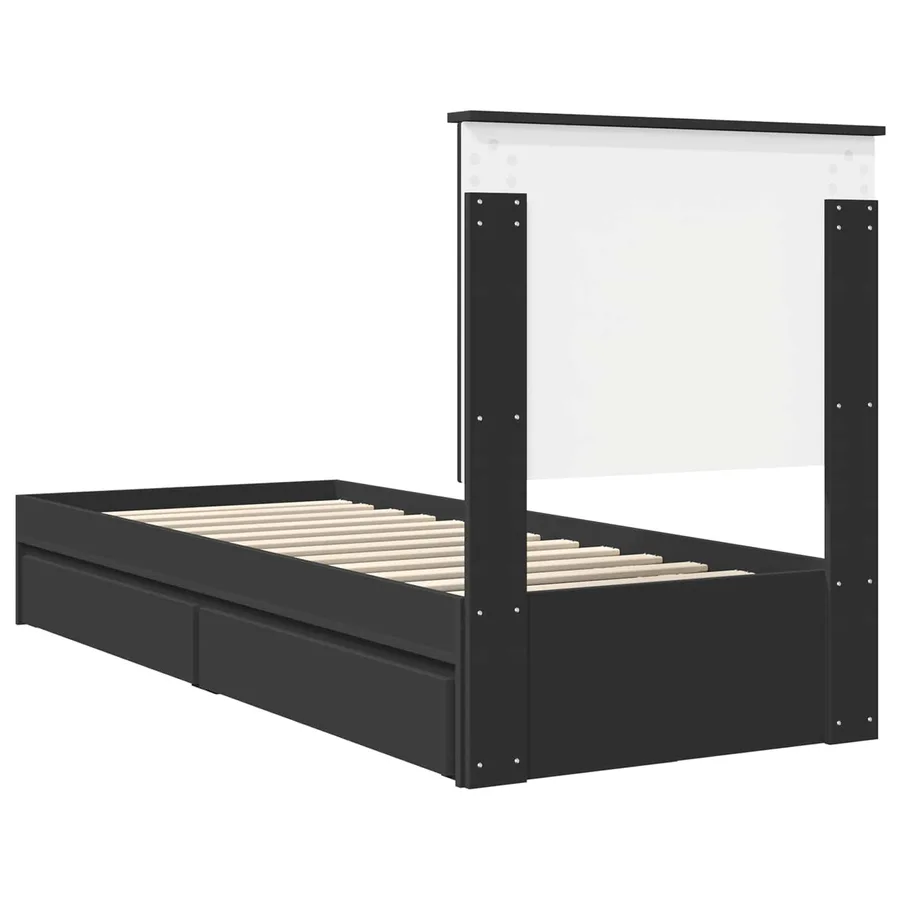 Lit de Rangement avec tiroir Noir 75 x 190 cm Bois d'ingénierie - 10