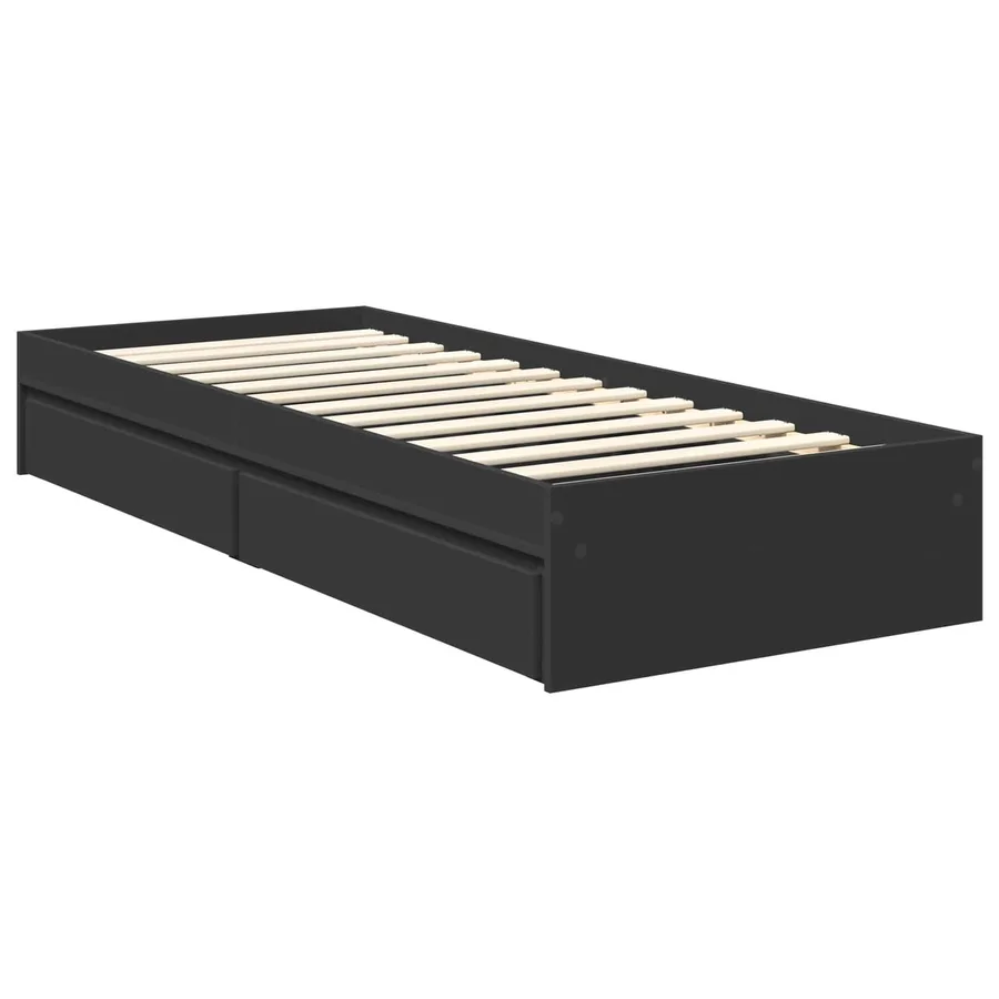 Lit de Rangement avec tiroir Noir 75 x 190 cm Bois d'ingénierie - 6