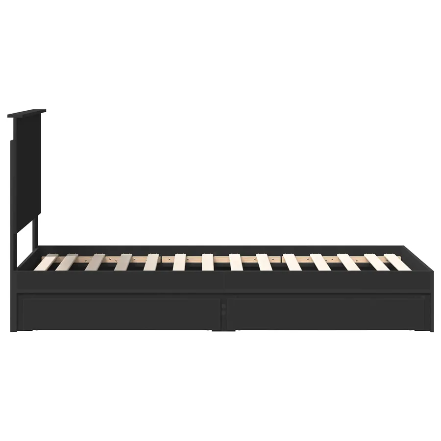 Lit de Rangement avec tiroir Noir 75 x 190 cm Bois d'ingénierie - 9