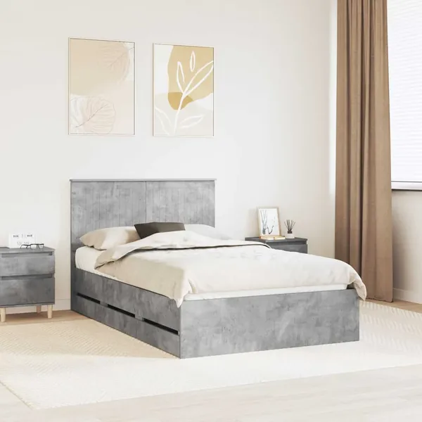 Cadre de lit Gris béton 120 x 190 cm Bois Ingénierie