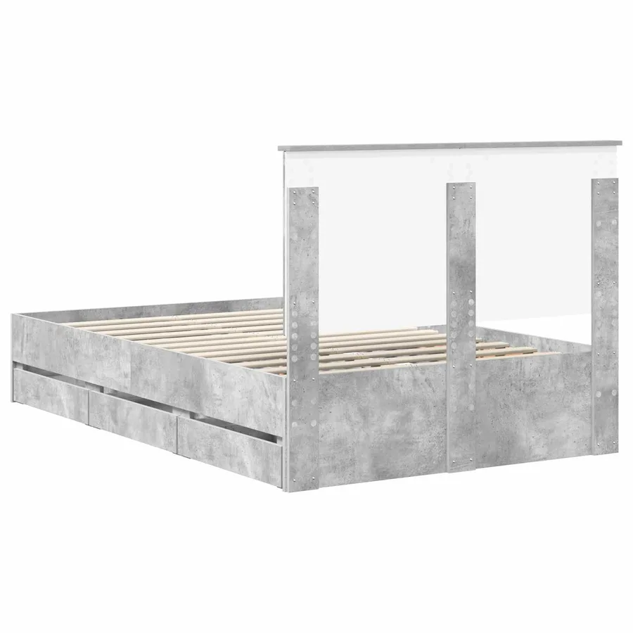 Cadre de lit Gris béton 120 x 190 cm Bois Ingénierie - 10