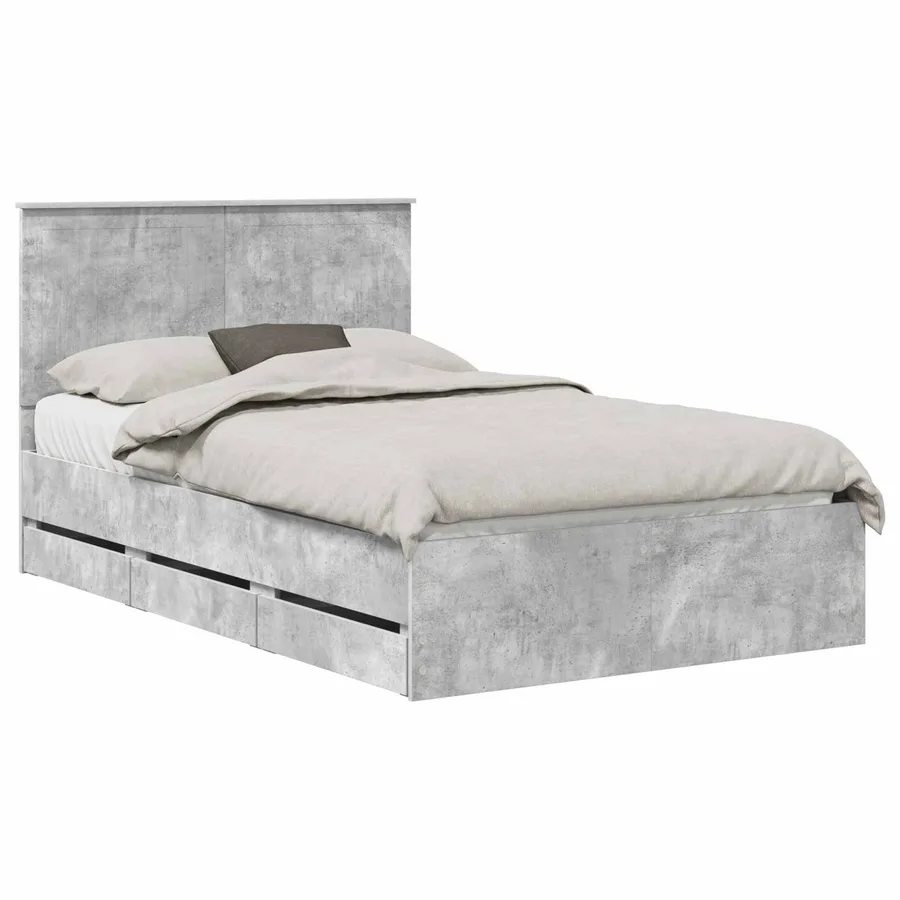 Cadre de lit Gris béton 120 x 190 cm Bois Ingénierie - 2