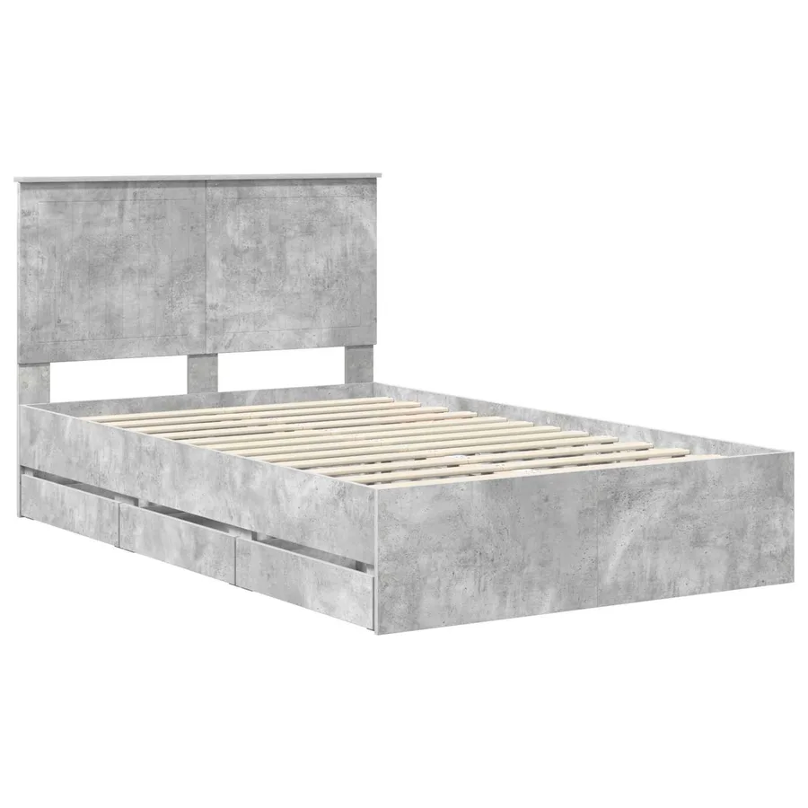 Cadre de lit Gris béton 120 x 190 cm Bois Ingénierie - 4
