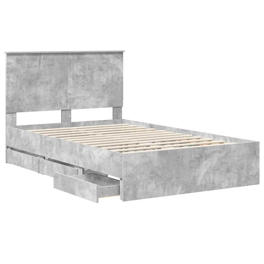 Cadre de lit Gris béton 120 x 190 cm Bois Ingénierie - 5