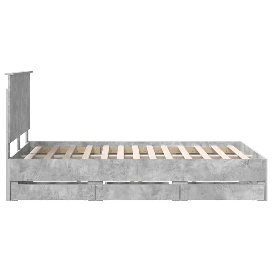 Cadre de lit Gris béton 120 x 190 cm Bois Ingénierie - 9