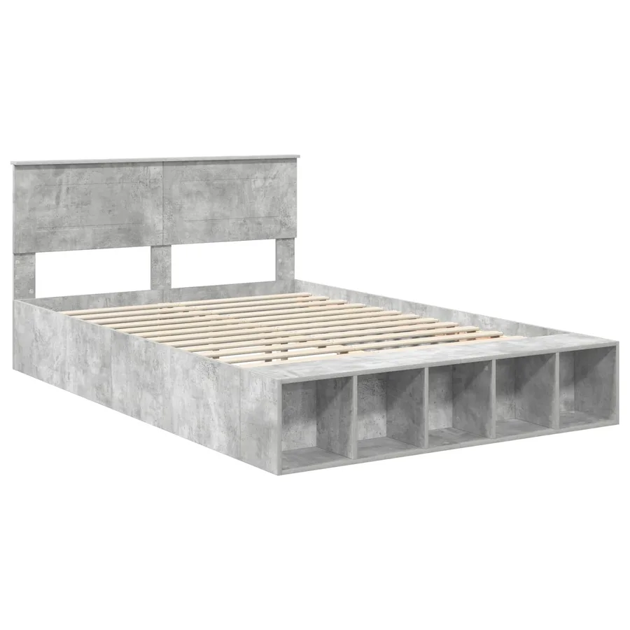Cadre de lit Gris béton 150 x 200 cm Bois d'ingénierie - 4