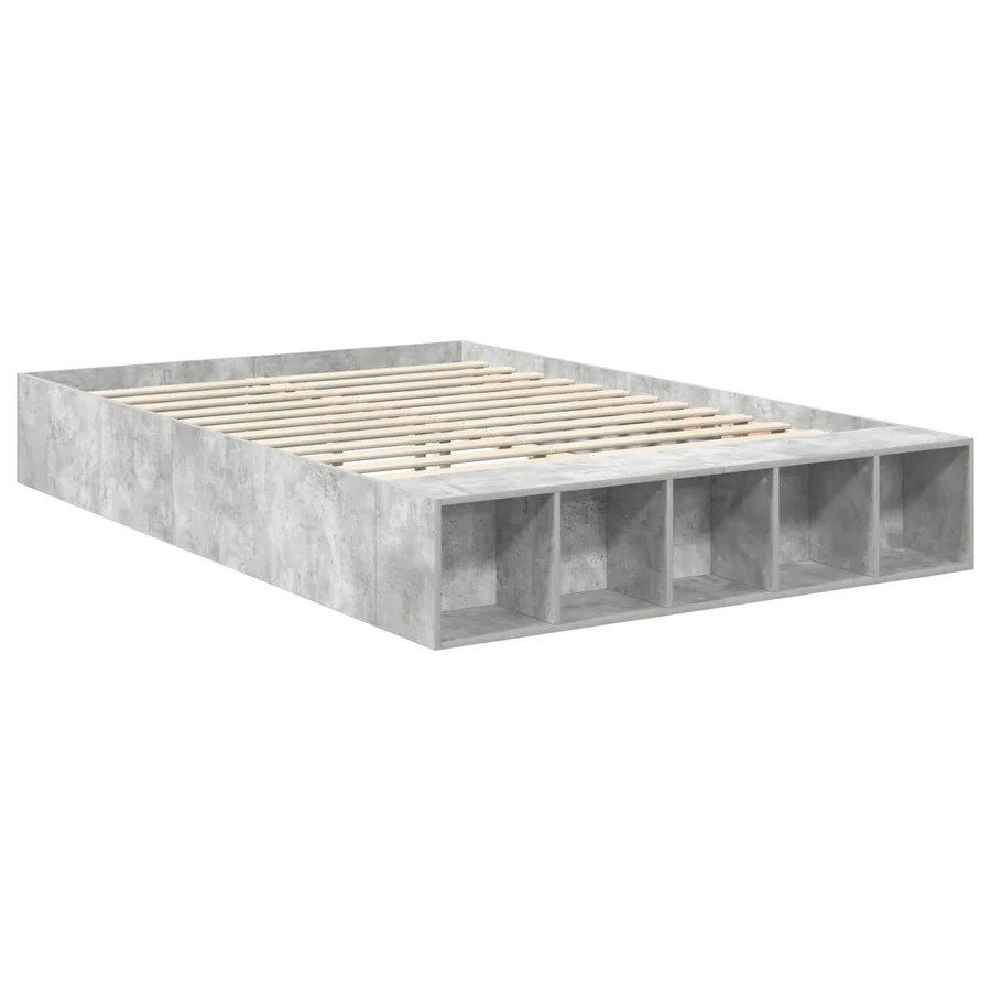 Cadre de lit Gris béton 150 x 200 cm Bois d'ingénierie - 5