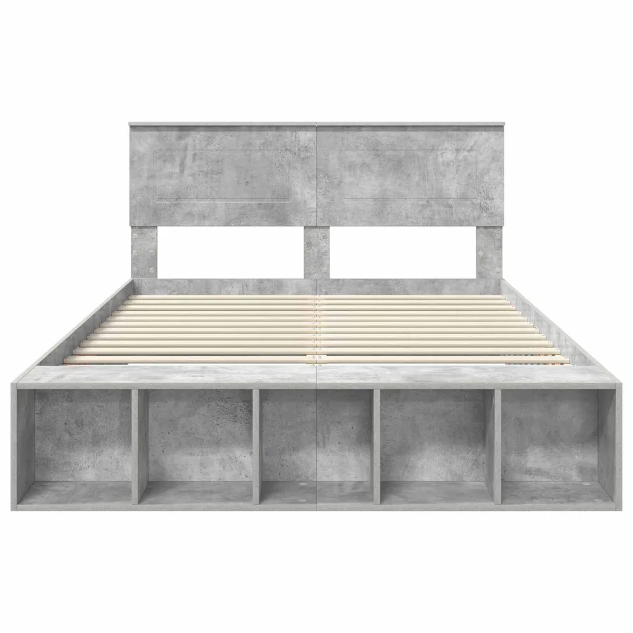 Cadre de lit Gris béton 150 x 200 cm Bois d'ingénierie - 7