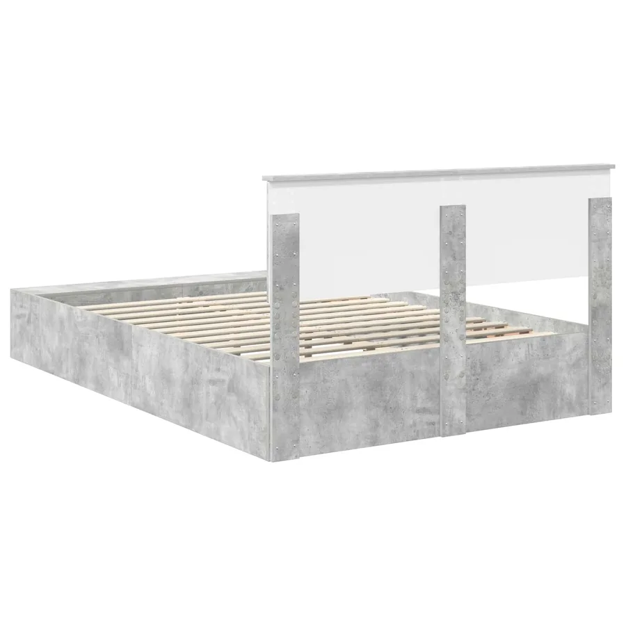 Cadre de lit Gris béton 150 x 200 cm Bois d'ingénierie - 9