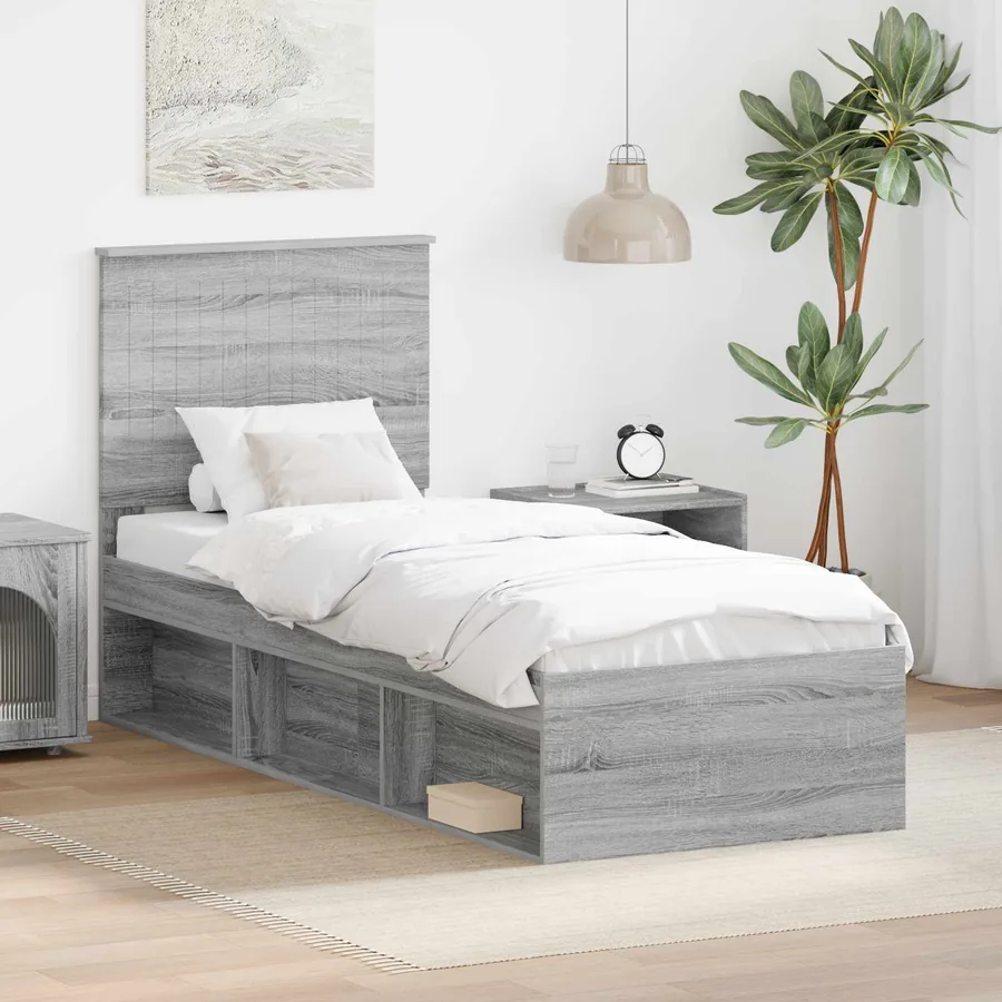 Cadre de lit Gris Sonoma 75 x 190 cm Bois de pin massif