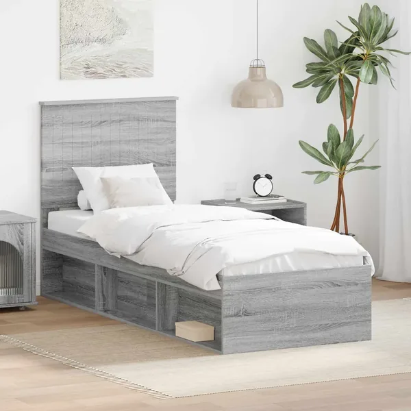 Cadre de lit Gris Sonoma 75 x 190 cm Bois de pin massif